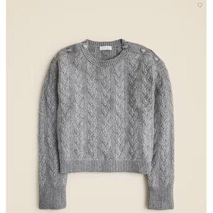 J.Crew Cable-knit sweater with buttons in Supersoft yarn Grey M